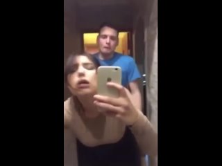 fucked a young whore in front of a mirror, shoots sex on the phone, hard doggystyle sex, cum in pussy, russian homemade porn